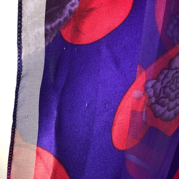 Purple & Red Hat Print Striped Lightweight Scarf - Picture 4 of 10